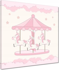 Vászonkép 40x40 Rózsaszín unikornisok a körhintán