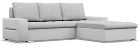 Toronto sarokkanapé, 2 ágyneműtartóval, fonott + műbőr, jobboldali, szürke - fehér