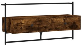 füstös tölgy színű szerelt fa fali TV szekrény 100,5x30x51 cm