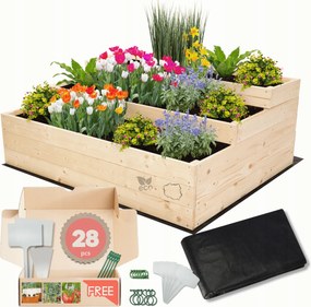 Magasított ágyás zöldséges fa emeletes virágtartó 45x120x90 öko