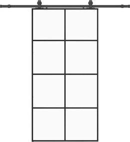 vidaXL fekete ESG üveg tolóajtó fémszerelvény-szettel 102,5x205 cm