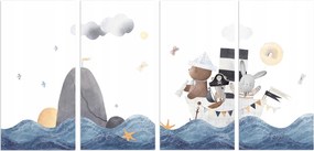 Színes vászonkép gyerekszobába Állatok kalandja 60x120