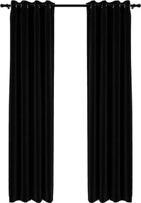 vidaXL 2 db fekete, vászonhatású sötétítőfüggöny fűzőkarikával 140 x 245 cm