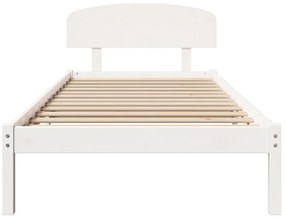 Fehér Ágykeret Fejtámlával 100x200 cm Tömör Fa Fenyő