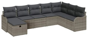 Kerti Kanapé Szett párnával 8 pcs Szürke 287,5 x 177,5 x 85 cm