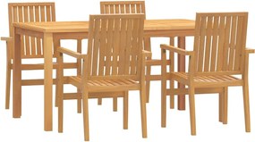 vidaXL 5 részes tömör tíkfa kerti étkezőgarnitúra