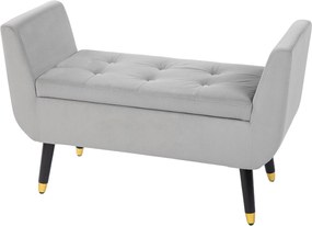 HOMCOM Tárolós Pad Karfákkal, Bársonyos Hatású Felület, Tárolódoboz Fa Lábakkal, Pad a Nappaliba, Hálószobába, Előszobába 107 x 42 x 65 cm, Világosszü