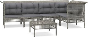 vidaXL 6 részes szürke polyrattan kerti ülőgarnitúra párnákkal