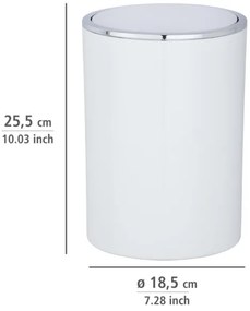 WENKO 22554100 - INCA szemeteskosár 18,5x25,5 cm fehér/fényes króm