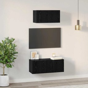 TV szekrény garnitúra 2 pcs Musta tammi 80 x 30 x 30 cm Faanyag