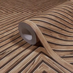 Fa paneleket utánzó fali tapéta barna árnyalat fekete tapéta