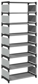 fekete nem szőtt szövetből cipőállvány 8 szintes 54x28x124 cm