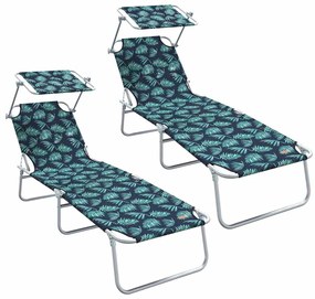 vidaXL Napozó 2 pcs Zöld 58 x 188 x 77cm Poliészter