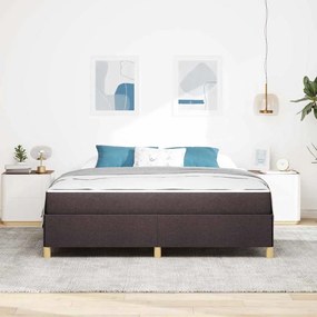 Boxrugós ágy matracmal Sötétbarna és fehér 180 x 200 cm szövet
