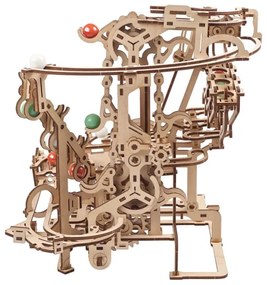Ugears - 3D fa mechanikus puzzle Üveggolyó pálya lánc