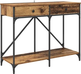vidaXL Konzolasztal fiókkal Öreg fa 100 x 39 x 78,5 cm Faanyag