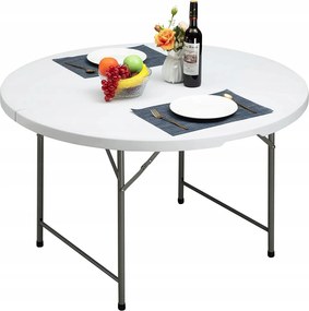 HollyHOME összecsukható kemping asztal 122 cm kerek kerti piknik