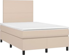 vidaXL cappuccino színű műbőr rugós ágy matraccal 120 x 190 cm