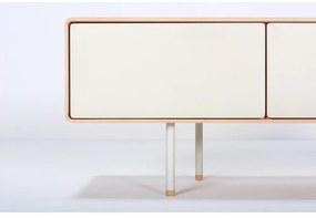 Fehér-natúr színű tölgyfa TV-állvány 160x48 cm Fina – Gazzda