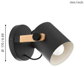 Eglo 43046 - Fali lámpa HORNWOOD 1xE27/28W/230V