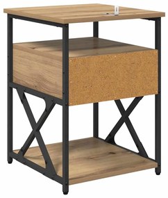 Éjjeliszekrény fiókkal kézműves tölgy 40 x 42 x 55 cm Faanyag