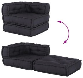 antracit szövet moduláris puff 70x70x54