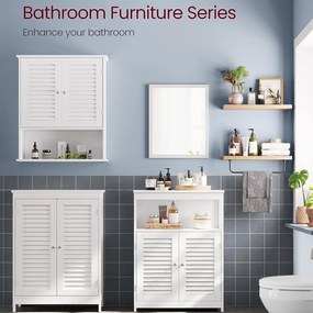 Szabadon álló ajtós szekrény, fürdőszobai padlószekrény 60 x 30 x 80 cm, fehér