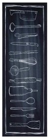 Konyhai szőnyeg Toile Fekete 180 x 60 cm Bársony