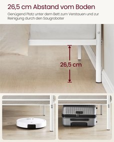 Egyszemélyes fém ágykeret, 90x190cm matrachoz, fehér