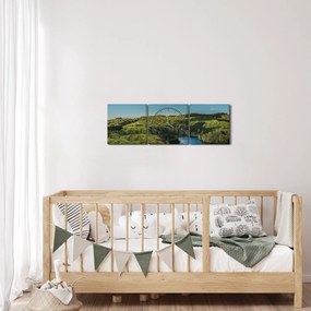 Kép - Tó az erdőben (órával) (90x30 cm)