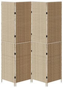 Szobai elválasztók Bézs Fa, Szövet 4 panel, 200 cm magasság