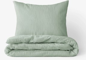 Goldea krepp ágyneműhuzat - zsálya színű 140 x 200 és 70 x 90 cm