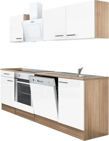 Yorki 220 konyhabútor sonoma tölgy korpusz,selyemfényű fehér fronttal alsó sütős elemmel