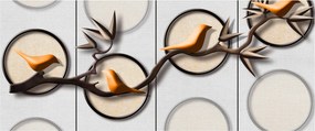 Művészi kép - Madarak egy ágon (120x50 cm)