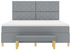 Box Spring Ágy matraccal és paddal Világosszürke 180x200 cm Szövet