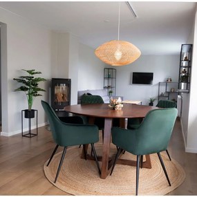 Sötétzöld kárpitozott étkezőfotel szett 2 db-os Harbo – House Nordic