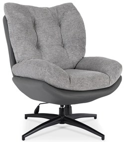 Fotel Wypoczynkowy Obrotowy FREMONT Z Podnóżkiem Szary/Fekete