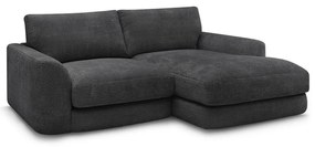 Fekete zsenília sarokkanapé (jobb oldali-heverő résszel) Leonore – Bobochic Paris