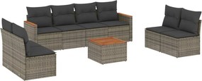 vidaXL 9 részes szürke polyrattan kerti ülőgarnitúra párnákkal