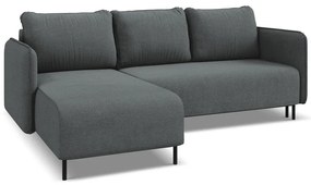 Sötétszürke kinyitható-tárolóhelyes sarokkanapé (bal oldali) Luana – Makamii