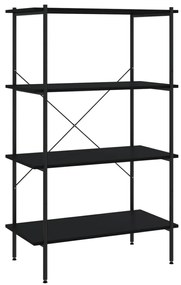 fekete 4 szintes polcrendszer 80 x 40 x 130 cm