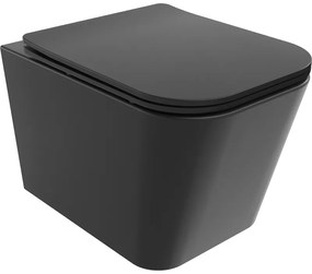 Mexen Teo perem nélküli wc csésze leeresztő automatikás ülőkével, Duroplaszt, Fekete matt - 30850685