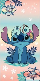 Disney Lilo és Stitch, A csillagkutya Flower Island fürdőlepedő, strand törölköző 70x140cm (Fast Dry)