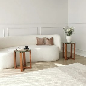 KÉSZLET 2x Kisasztal AMALFI átm. 40 cm barna/átlátszó