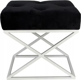 Pad kárpitozott puff fém X fekete fehér