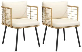 vidaXL 2 db természetes polyrattan kerti szék párnákkal
