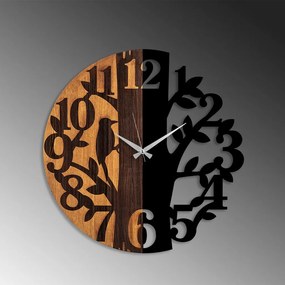 Wooden Clock 71 dió-fekete fa-fém falióra, Ø56 cm