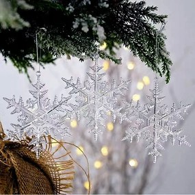 Karácsonyi Dekoráció Készlet Akril Hópehely medálok 25db