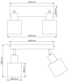 Globo 54114-2 - TRENT irányítható spotlámpa 2xE14/25W/230V