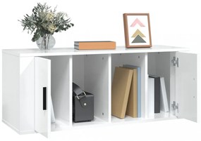 fehér magasfényű szerelt fa TV-szekrény 100x35x40 cm